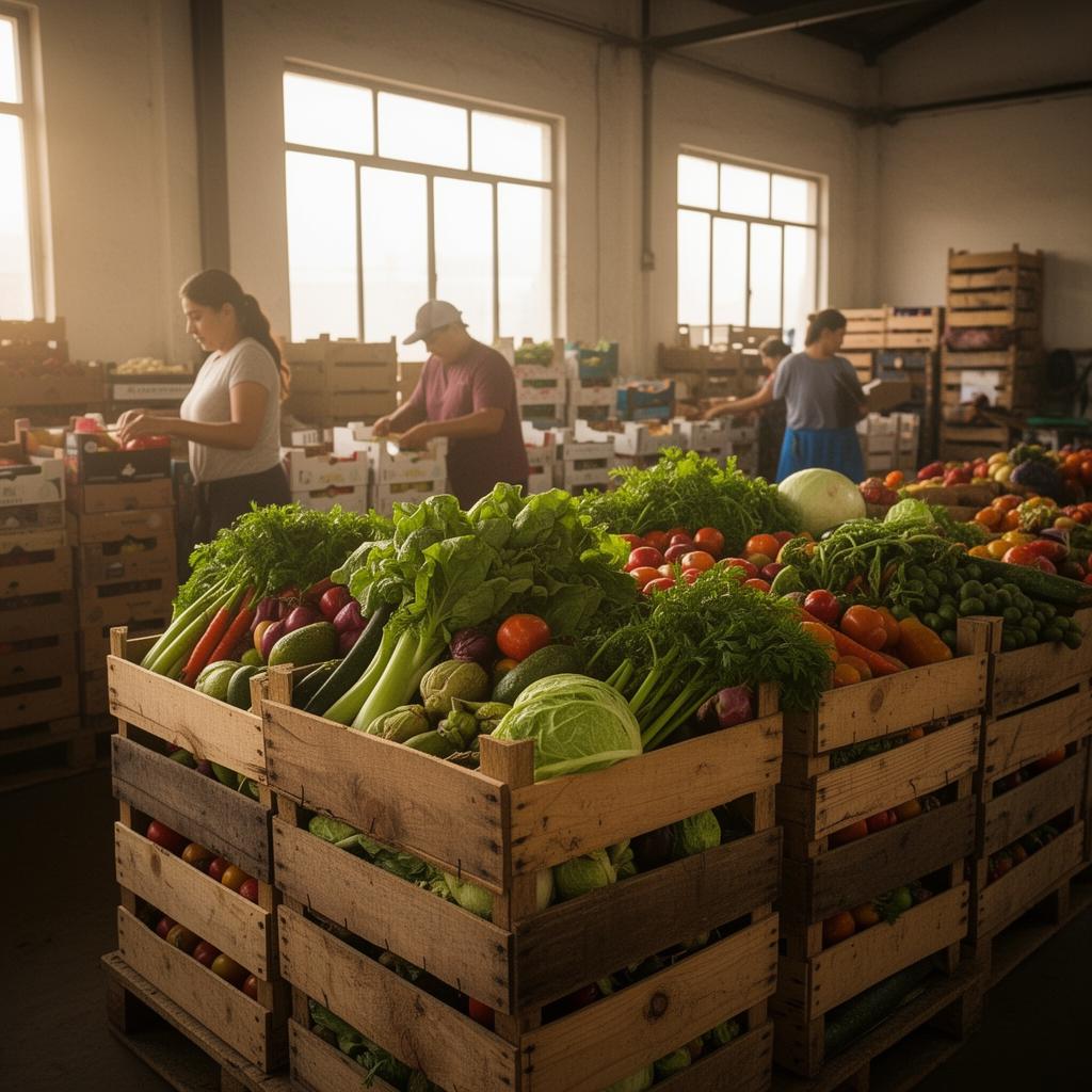 Depósito familiar con cajones de frutas y verduras